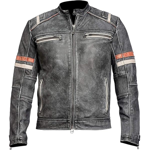 RSH LeatherCraft Distressed Goatskin Leather Biker Vintage Style